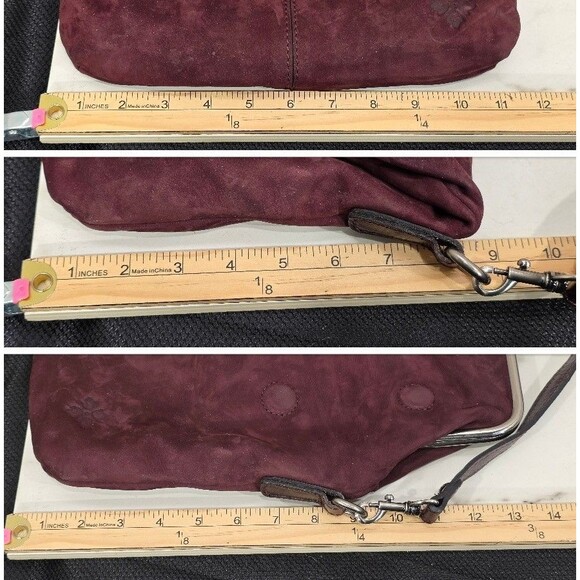 PATRICIA NASH Livata Crossbody Nubuck Leather Kisslock Plum Bag Boho Retro Purse - Picture 15 of 16